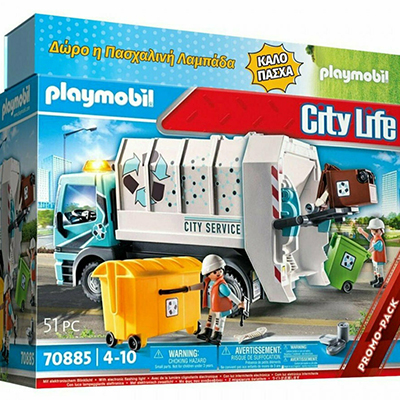 Playmobil Παιχνιδολαμπάδα City Life Φορτηγό Ανακύκλωσης 70885
