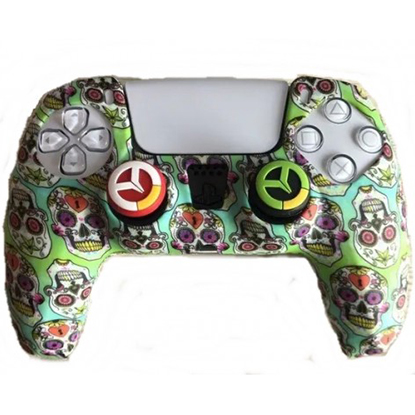 Silicone case for PS5 dualsense green skulls
