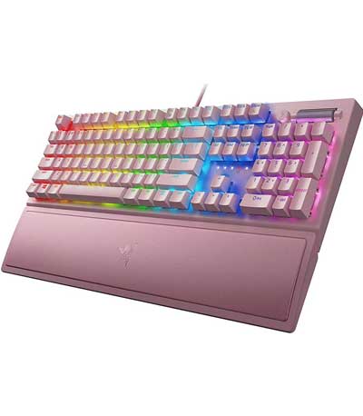 Razer BLACKWIDOW V3 QUARTZ - Mechanical Keyboard (Green Switch) - Wrist Rest - US Layout