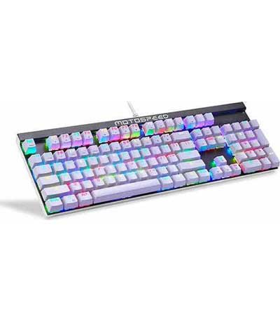 Motospeed CK103 Wired mechaninal keyboard RGB GR Layout White Blue Switces