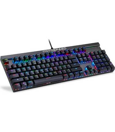 Motospeed CK103 Black Wired Mechanical Keyboard RGB Blue Switch GR Layout