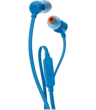 JBL T110, InEar Universal Headphones 1-button Mic/Remote (Blue)