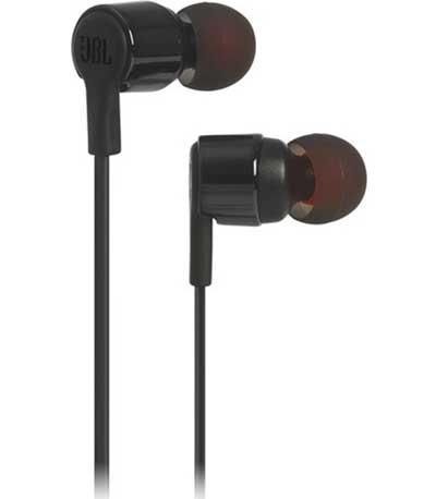 JBL T210, InEar Universal Headphones 1-button Mic/Remote (Black)