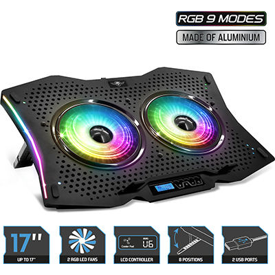 Spirit of Gamer Air Blade 1000 RGB Cooling Pad έως 17.3" με 2 Ανεμιστήρες SOG-VE1000