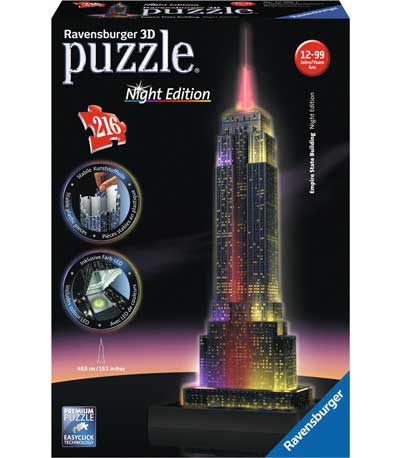 Ravensburger 3D Παζλ Empire State Building-Νυχτερινή Έκδοση 216τμχ (12566)