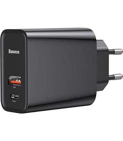 Baseus USB / USB Type-C Wall Adapter Μαύρο (CCFS-C01)
