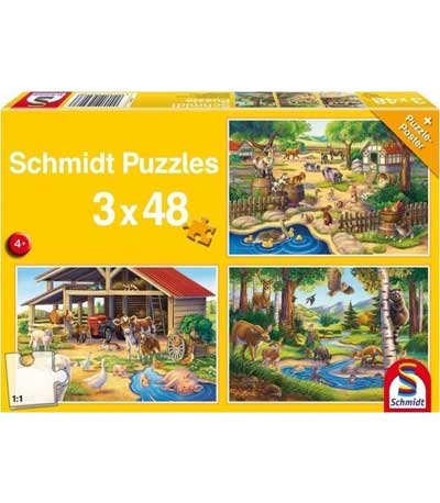 Schmidt Παζλ 3x48τεμ. Αγαπημένα μου Ζωάκια 56203