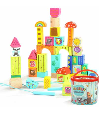 TopBright Ξύλινο/Πλαστικό Forest Animal Building Blocks 120375