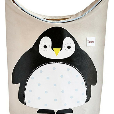 3 Sprouts Παιδικό Καλάθι Απλύτων από Ύφασμα Penguin Μαύρο 50x29x57cm