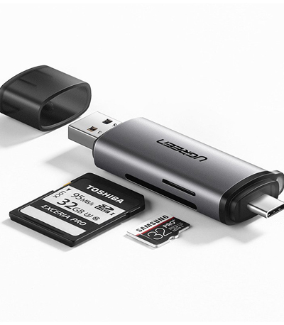 UGREEN USB + USB-C Adapter Card Reader SD + microSD (gray) 50706