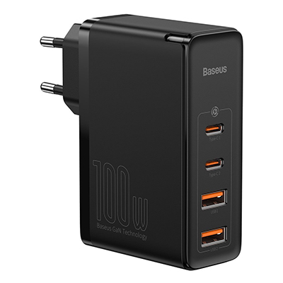 Baseus GaN2 Pro Quick Travel Charger 2x USB + 2x USB-C, 100W, EU (Black) CCGAN2P-L01