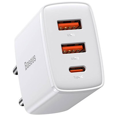 Baseus Quick Charge Φορτιστής με 2 Θύρες USB-A και Θύρα USB-C 30W,PD, 3A CCXJ-E02