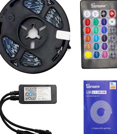 Sonoff Αδιάβροχη Ταινία LED RGB 5m με Τροφοδοτικό και Τηλεχειριστήριο 12V IM180529002