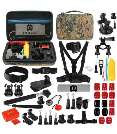 Puluz 53 σε 1 Αξεσουάρ Ultimate Combo Kits για αθλητικές κάμερες PKT27