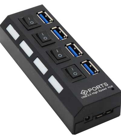 USB hub No Brand, USB 3.0, 4 θύρες, Μαύρο - 12062
