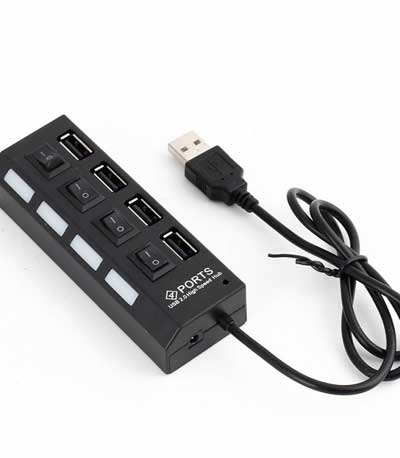 USB hub No Brand, USB 2.0, 4 θύρες, μαύρο - 12053