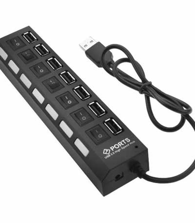 USB hub No Brand, USB 2.0, 7 θύρες, μαύρο - 12054