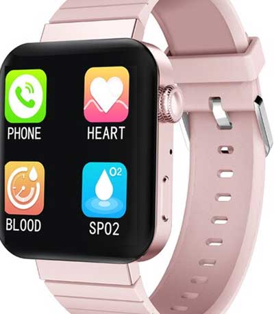 Smartwatch No brand Mi5, 37mm, Bluetooth calls, IP67, Ροζ Λουρακι 73031