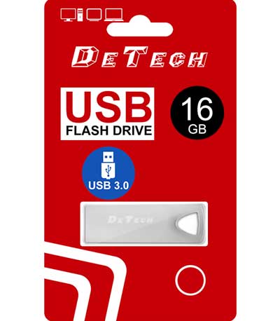 Μνήμη USB DeTech, 16GB, USB 3.0, Ασημένιο - 62037