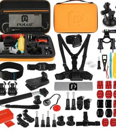 Puluz 53 in 1 Accessories Ultimate Combo Kits for sports cameras PKT26
