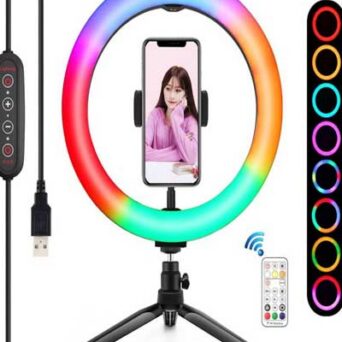 Puluz Tripod Mount with 26cm RGBW LED Ring Vlogging PKT3082B