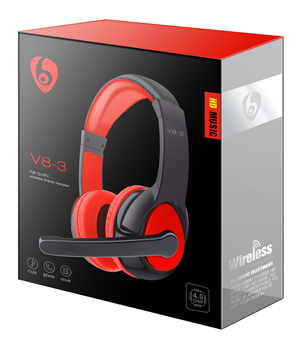 OVLENG Bluetooth Headset V8-3, 40mm, Microphone, Black-Red