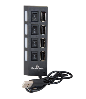 POWERTECH USB 2.0V HUB 4 Port με διακόπτη ON/OFF