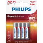 PHILIPS Power αλκαλικές μπαταρίες LR03P4B/5, AAA LR03 1.5V, 4τμχ