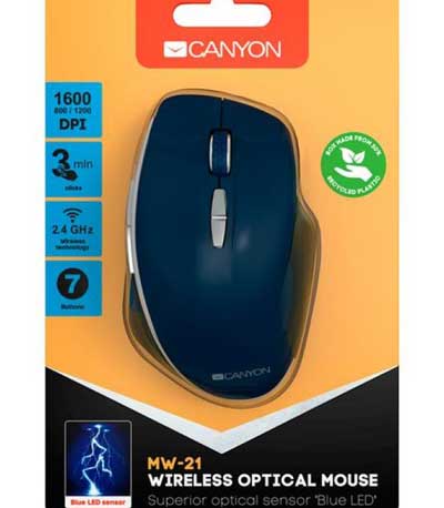 Canyon CMSW21ΒL Ασύρματο Οπτικο Ποντίκι, 7 κουμπια Μπλε