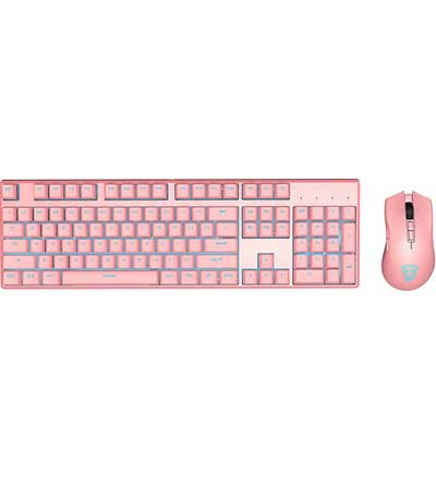 Motospeed CK700 Pink Wired Mechanical Keyboard Mouse Combo GR Layout
