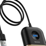 Baseus Square Round USB Adapter, HUB USB 3.0 to 1x USB 3.0 + 3x USB 2.0.1m (Black) (CAHUB-AY01)