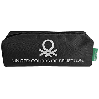 Benetton Κασετίνα Βαρελάκι με 1 Θήκη σε Μαύρο χρώμα 20x6cm (1015F-9306K)