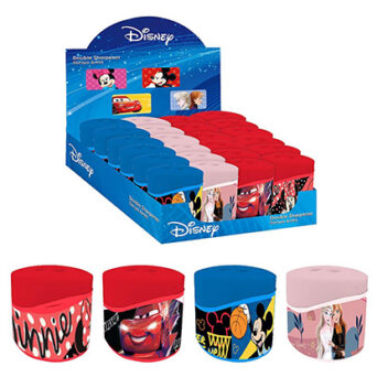 Disney Πλαστική Διπλή Ξύστρα Βαρελάκι (Διάφορα Χρώματα) (50-3068)