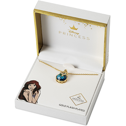 Peershardy Little Mermaid - Mermaid - Επιχρυσωμένο Κολιέ Με Γαλάζια Πέτρα - Gold Brass Plated Necklace + Blue Stone