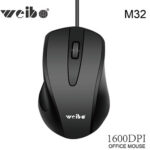 Weibo M-32 Ενσύρματο Ποντίκι Μαύρο 1600dpi, 115x65mm