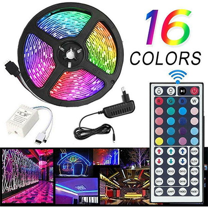 GlobalExpress Ταινία LED Τροφοδοσίας 12V RGB Μήκους 5m Τύπου SMD5050 (16 Χρώματα)
