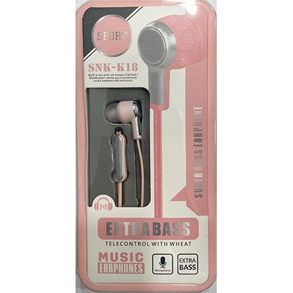 SNK-K18 In-ear Handsfree με Βύσμα 3.5mm Ροζ