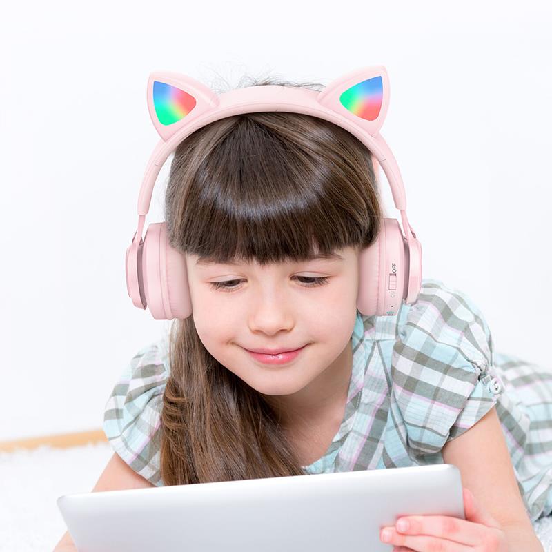 HOCO W39 CAT EARS ΑΚΟΥΣΤΙΚΑ BLUETOOTH ΜΕ ΑΥΤΙΑ ΓΑΤΑΣ, ΡΟΖ