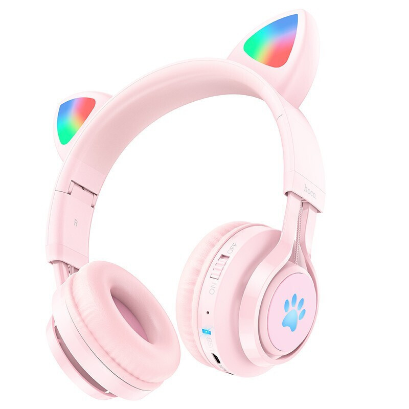 HOCO W39 CAT EARS ΑΚΟΥΣΤΙΚΑ BLUETOOTH ΜΕ ΑΥΤΙΑ ΓΑΤΑΣ, ΡΟΖ