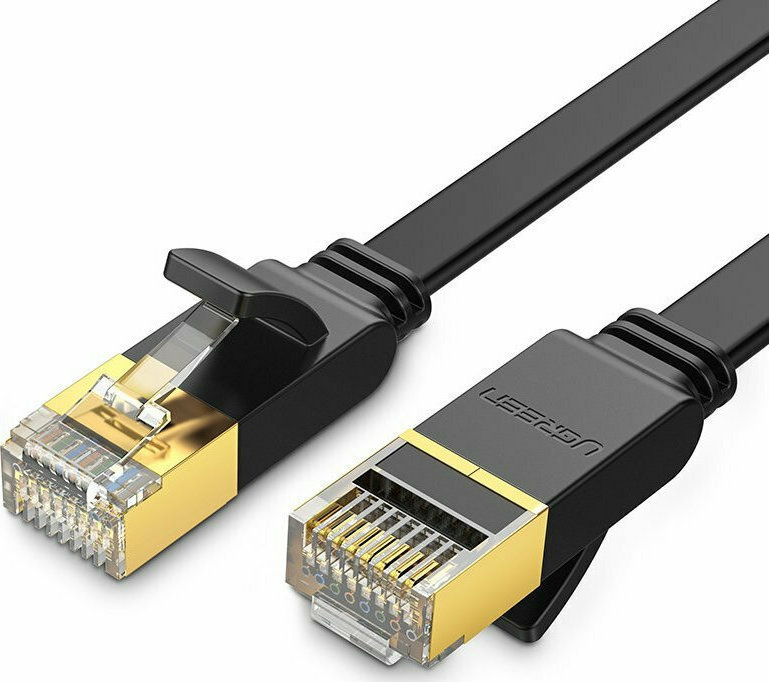Ugreen Flat Καλώδιο Δικτύου Ethernet Patchcord RJ45 Cat 7 STP LAN 10 Gbps (3m) Black NW106
