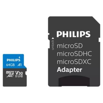 Philips Ultra Pro microSDXC 64GB Class 10 U3 V30 UHS-I με αντάπτορα (PHIFM64MP65B-00)