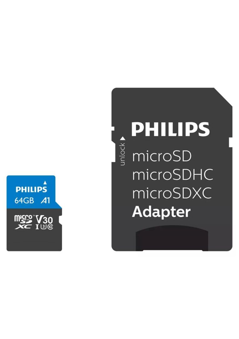 Philips Ultra Pro microSDXC 64GB Class 10 U3 V30 UHS-I με αντάπτορα (PHIFM64MP65B-00)